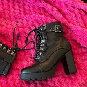 Black Lace-Up Ankle Boots